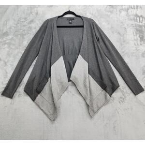 Grace Elements Sweater Womens S Gray Color-Blocked Waterfall Open Front Cardigan